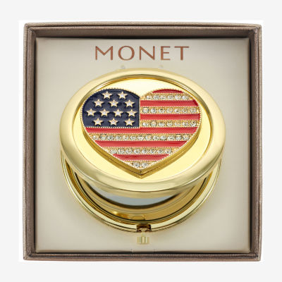 Monet Jewelry Gold Tone Heart Compact Mirror