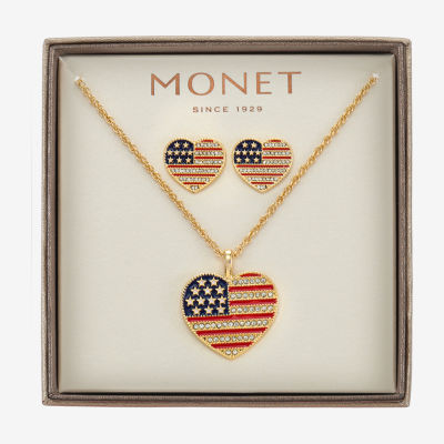Monet Jewelry Womens Glass Heart 2-pc. Jewelry Set
