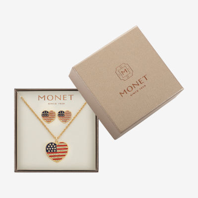 Monet Jewelry Womens Glass Heart 2-pc. Jewelry Set