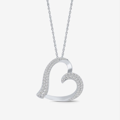 Limited Quantities! Womens 1/ CT. T.W. Natural White Diamond Sterling Silver Heart 18 Inch Pendant Necklace