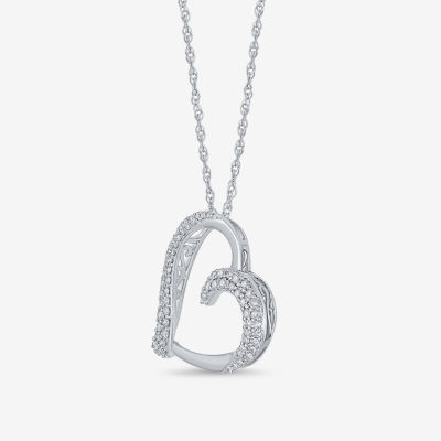 Limited Quantities! Womens 1/ CT. T.W. Natural White Diamond Sterling Silver Heart 18 Inch Pendant Necklace