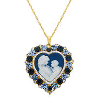 Womens Simulated Blue Crystal 14K Gold Over Silver Heart Pendant Necklace, One Size