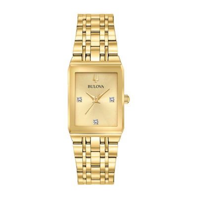 Bulova Quadra Unisex Adult Gold Tone Stainless Steel Bracelet Watch 97p140