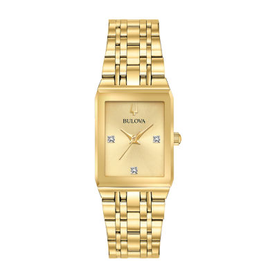 Bulova Quadra Womens Gold Tone Stainless Steel Bracelet Watch 97p140