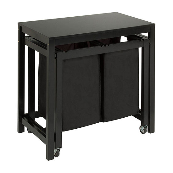 Honey-Can-Do Black Double Laundry Sorter with Folding Table