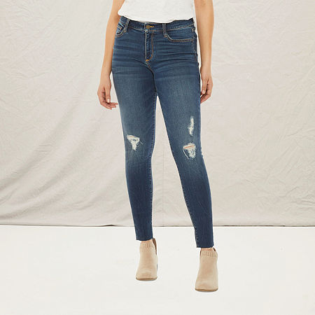 a.n.a Womens Mid Rise Ripped Jegging, 4, Blue