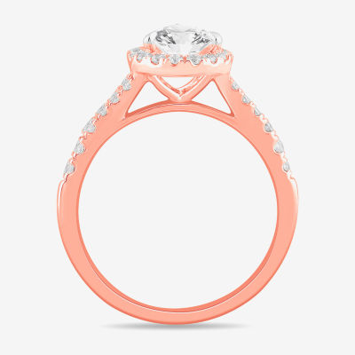 Signature By Modern Bride (G-H / Si1-Si2) Womens 1 3/8 CT. T.W. Lab Grown White Diamond 14K Gold Pear Side Stone Engagement Ring