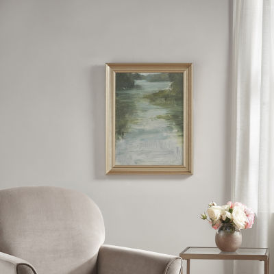 Martha Stewart Estuary Framed Glass Wall Canvas Art, Color Blue Green