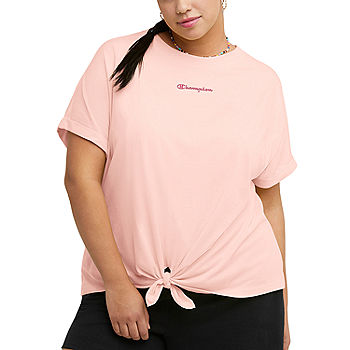 Womens Crew Neck Short T-Shirt Plus, Color: Pale Blush Pink - JCPenney