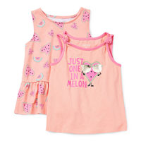 Okie Dokie Toddler & Little Girls 2-pc. Round Neck Tank Top, 6x, Pink