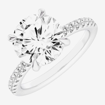G-H / Si1-Si2) Womens 1 / CT. T.W. Lab Grown White Diamond 14K Gold Round Side Stone Engagement Ring