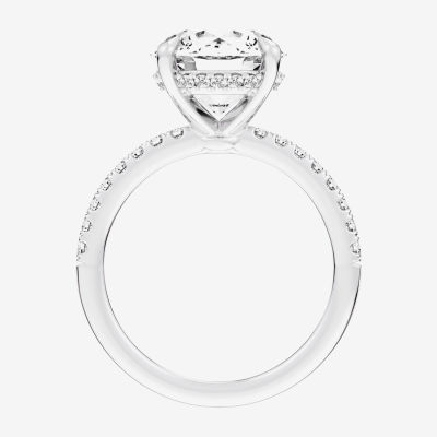 (G-H / Si1-Si2 Womens 4 1/4 CT. T.W. Lab Grown White Diamond 14K White Gold Round Side Stone Engagement Ring