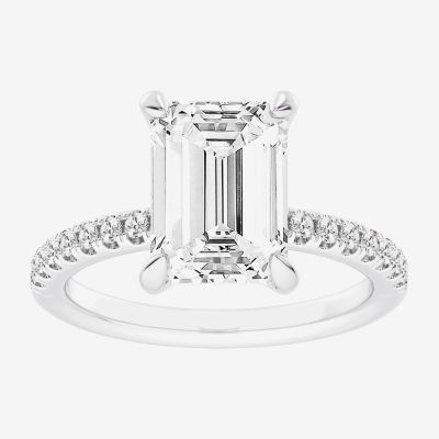 (G-H / Si1-Si2 Womens 4 1/4 CT. T.W. Lab Grown White Diamond 14K White Gold Side Stone Engagement Ring