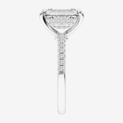 (G-H / Si1-Si2 Womens 4 1/4 CT. T.W. Lab Grown White Diamond 14K White Gold Side Stone Engagement Ring