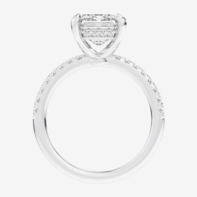 (G-H / Si1-Si2 Womens 4 1/4 CT. T.W. Lab Grown White Diamond 14K White Gold Side Stone Engagement Ring