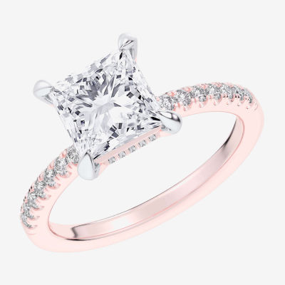 (G-H / Si1-Si2 Womens 4 1/4 CT. T.W. Lab Grown White Diamond 14K Rose Gold Side Stone Engagement Ring