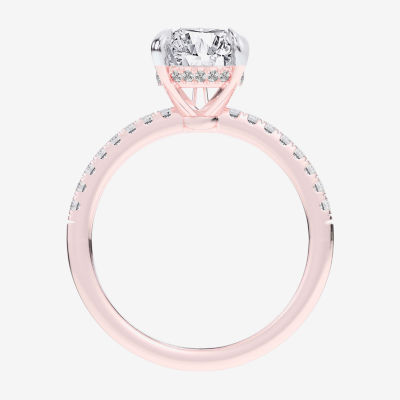 G-H / Si1-Si2) Womens 1/4 CT. T.W. Lab Grown White Diamond 14K Rose Gold Pear Side Stone Engagement Ring