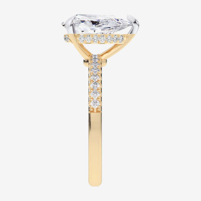 (G-H / Si1-Si2 Womens 4 1/4 CT. T.W. Lab Grown White Diamond 14K Gold Pear Side Stone Engagement Ring