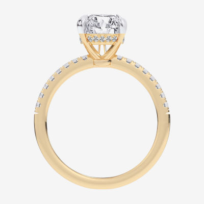 (G-H / Si1-Si2 Womens 4 1/4 CT. T.W. Lab Grown White Diamond 14K Gold Pear Side Stone Engagement Ring