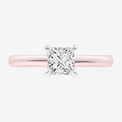 G-H / Si1-Si2) Womens 1 1/ CT. T.W. Lab Grown White Diamond 14K Rose Gold Solitaire Engagement Ring