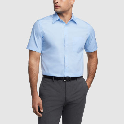 Van Heusen Mens Regular Fit Wrinkle Free Short Sleeve Dress Shirt