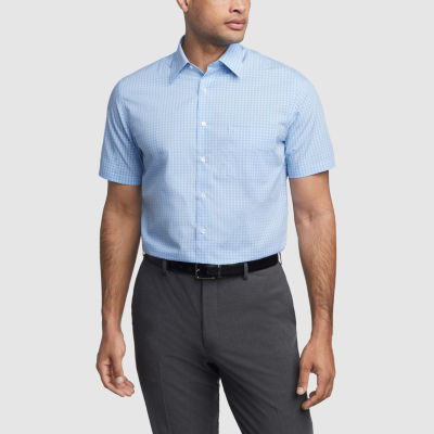 Van Heusen Mens Regular Fit Wrinkle Free Short Sleeve Dress Shirt