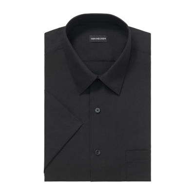 Van Heusen Poplin Mens Regular Fit Easy Care Short Sleeve Dress Shirt