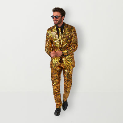 Opposuits Mens Golden Geo Star Suit & Tie Set