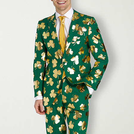 Opposuits Mens Mr. Clover Clover Suit & Tie Set, 38 Regular, Green