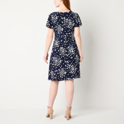 R & K Originals Short Sleeve Floral Fit + Flare Dress