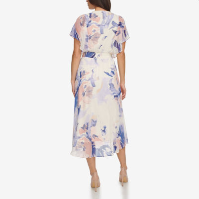 Marc New York Short Sleeve Abstract Midi Fit + Flare Dress