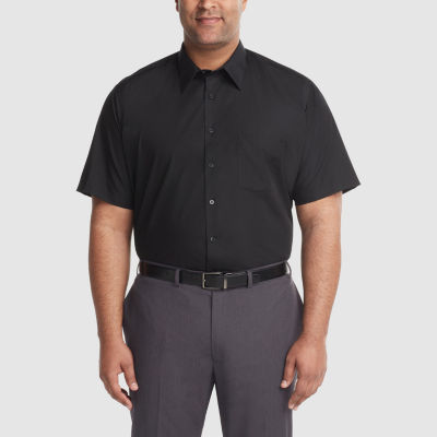Van Heusen Easy-Care Poplin Mens Regular Fit Easy Care Short Sleeve Dress Shirt