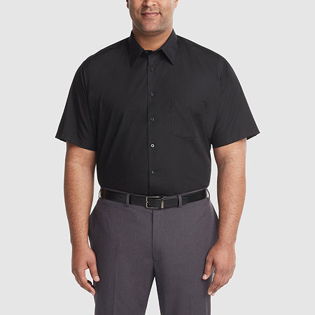 Van Heusen Big & Tall Mens Regular Fit Easy Care Short Sleeve Dress Shirt, 19, Black