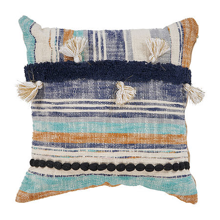 Lr Home Irris Stripe Square Throw Pillow, One Size, Blue