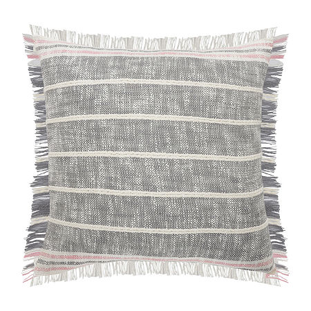 Lr Home Rose Stripe Square Throw Pillow, One Size, Gray