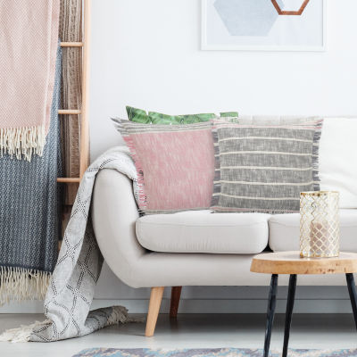 LR Home Rose Stripe Square Throw Pillow