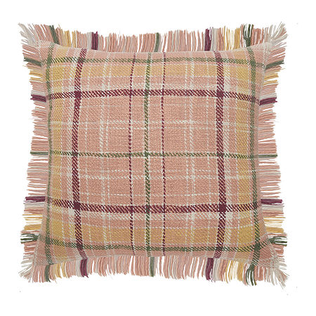 Lr Home Astra Plaid Square Throw Pillow, One Size, Pink