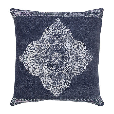 Lr Home Ojas Geometric Square Throw Pillow, One Size, Blue