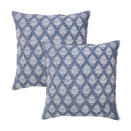 Lr Home Ara Border Set Square Throw Pillow, One Size, Blue