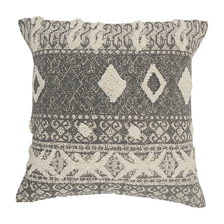 Lr Home Sara Geometric Square Throw Pillow, One Size, Gray