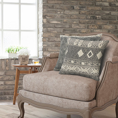 Lr Home Sara Geometric Square Throw Pillow, One Size, Gray