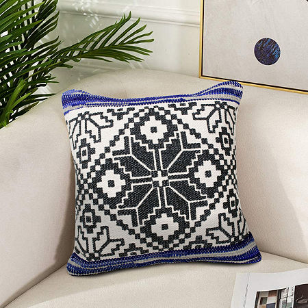 Lr Home Kir Geometric Square Throw Pillow, One Size, Blue