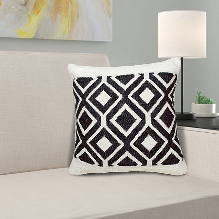 Lr Home Chay Geometric Square Throw Pillow, One Size, Black