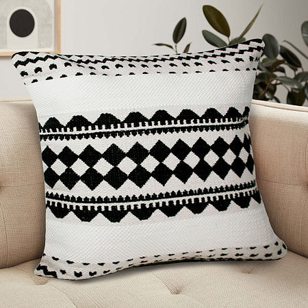 Lr Home Wali Geometric Square Throw Pillow, One Size, Black