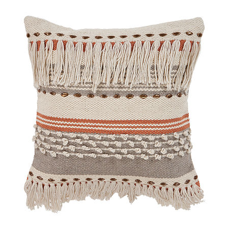 Lr Home Zill Stripe Square Throw Pillow, One Size, Beige