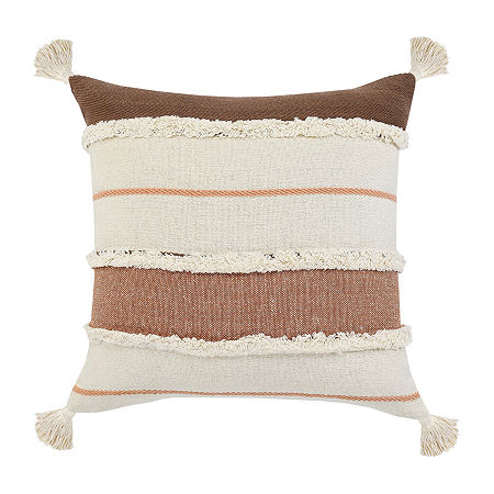 Lr Home Mike Stripe Square Throw Pillow, One Size, White