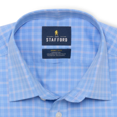 Stafford Slim Smart Tech Mens Fit Stretch Fabric Wrinkle Free Long Sleeve Dress Shirt