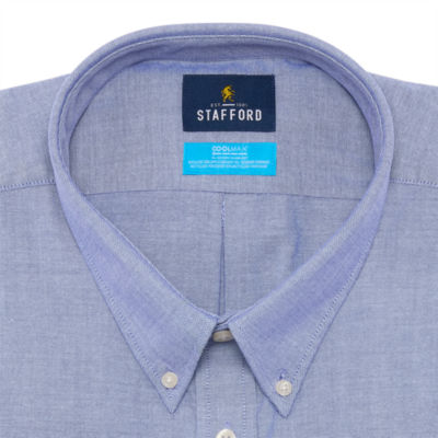 Stafford Big and Tall Coolmax All Season Oxford Mens Button Down Collar Long Sleeve Stretch Fabric Wrinkle Free Dress Shirt