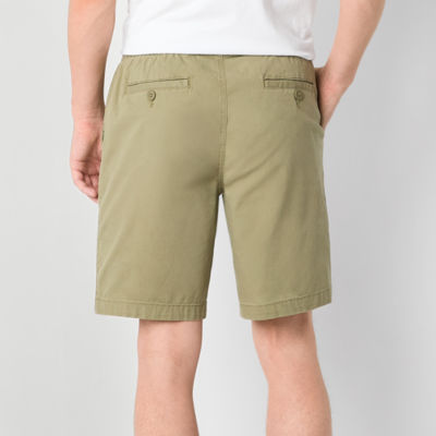 mutual weave Mens Drawstring Waist Stretch Fabric 9"Canvas Trail Short