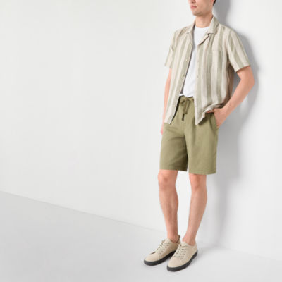 mutual weave Mens Drawstring Waist Stretch Fabric 9"Canvas Trail Short